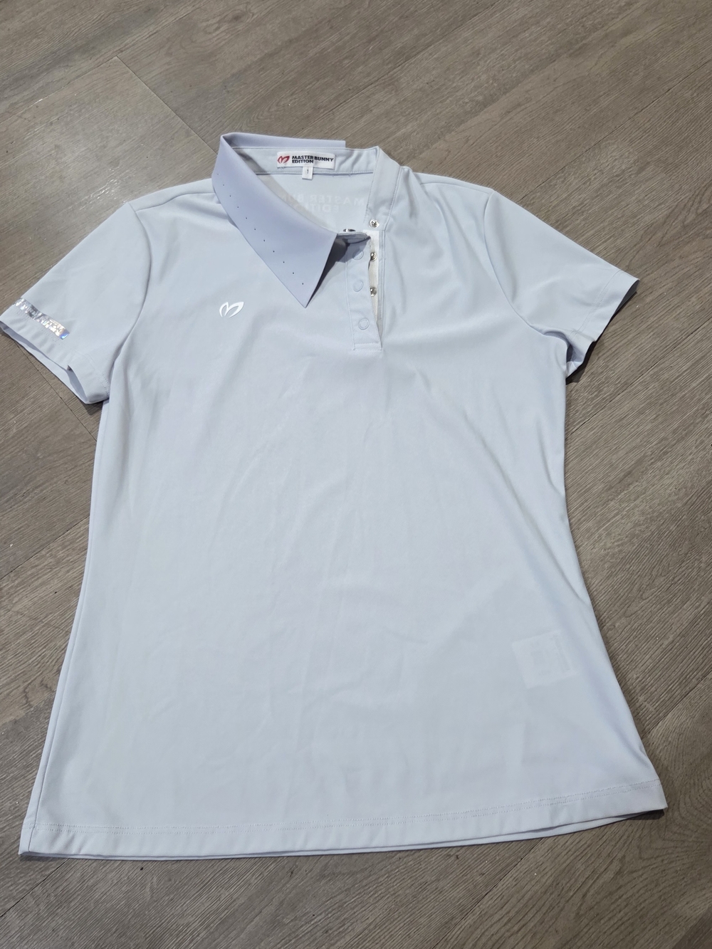 Sweaty Betty Light Blue Short-Sleeve Button-Down Polo